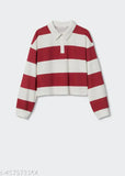 Women Striped Polo Neck Pure Cotton Multicolor T-Shirt