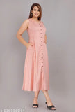 Pink Anarkali dress with printed sleeveless design