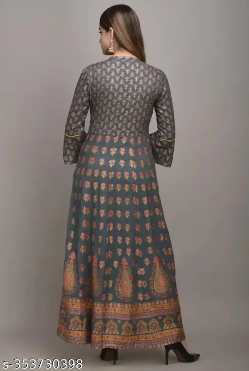 Blue, embroidered long kameez with a traditional style design