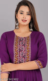 Purple rayon nyra cut kurti with paisley design