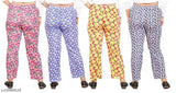 Lower pajama cotton track pants for women and girls, soft cotton night wear lounge wear printed with colorful patterns, pack of 4