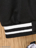 Boy's Color Block Fleece Button Jacket With Letter Design