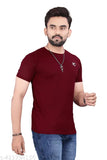 Men's solid round neck cotton blend T-shirt, short sleeves, soft and lightweight for comfort and durability. Ideal for casual or semi-formal occasions with jeans and sneakers. Brand print at the chest. Tagless design for smooth surface and minimal irritation. Wash care: cold machine wash only (refer to label)
