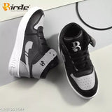BIRDE Kids High Top Sneakers, Black with White and Gray accents, lightweight and comfortable for regular wear, casual shoes