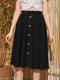 Black cotton button front skirt for girls womens