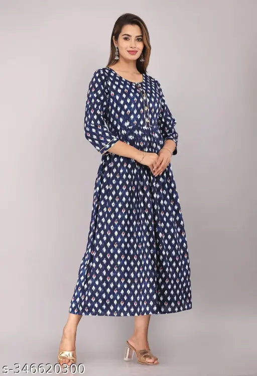 Rayon slub, printed combo three-quarter sleeve kurta. Casual & office wear, best for bright colored leggings or churidar. Home washable, Indian origin