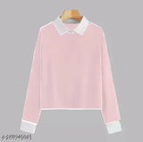 White cotton premium t-shirt, full sleeve, round neck, women's style by SriSaras on PINOVO