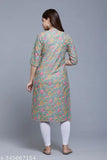 Trendy printed cotton kurti for women & girls, three-quarter sleeves, 100% cotton, casual collection