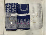 South Indian Zari unstitched art silk half saree with embroidered choli and net dupatta, lace borders and belt, ready-to-ship Indian craftsmanship