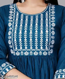 Rayon embroidered Anarkali kurta for women, high demand and premium quality, floor-length with three-quarter sleeves