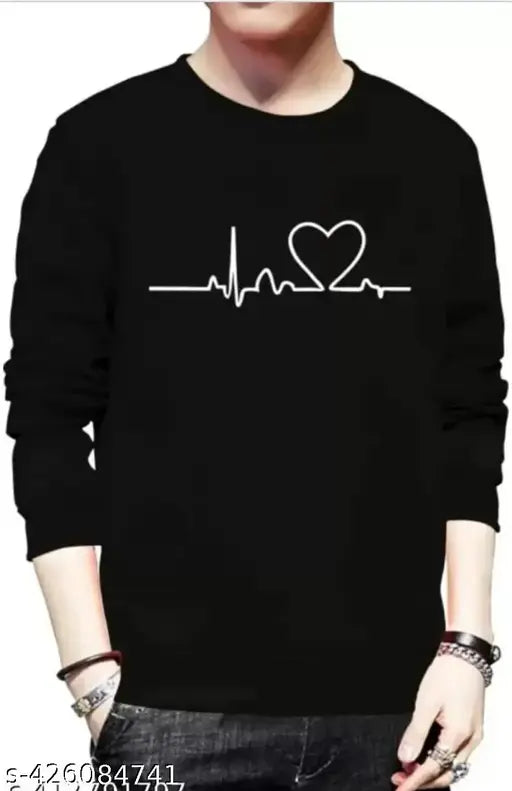 Black Full-Only Lifeline Men's Polyester Long Sleeve T-shirt with printed design, perfect for streetwear and urban style