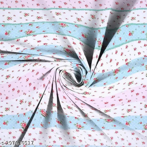 Elastic cotton floral fitted bedsheet, size 78 x 72 inches (2 pillow covers, fits up to 8-inch mattress), Indian origin