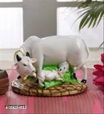 Resin Cow Murti, Indian decorative Kamdhenu cow and calf showpiece for home interior