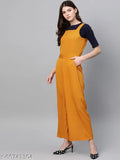 Solid polyester jumpsuit for women by Zima Leto, short sleeves, size N (S/M/L). Indian-made fashion wear on mannequin