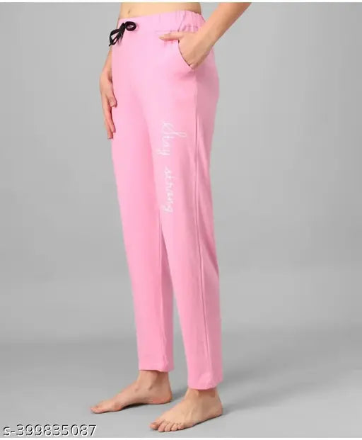 Pink cotton women's nightwear two piece set