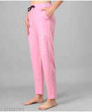 Pink cotton women's nightwear two piece set