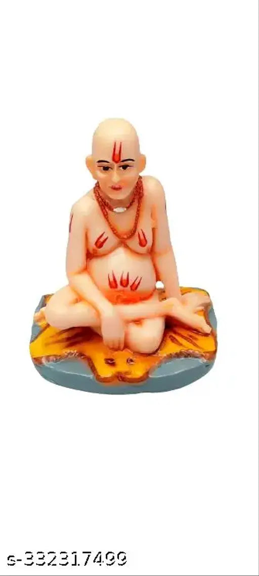 High-quality resin Shree Swami Samarth Idol, 9x8cm for decorative showpiece gift. Color variations may occur