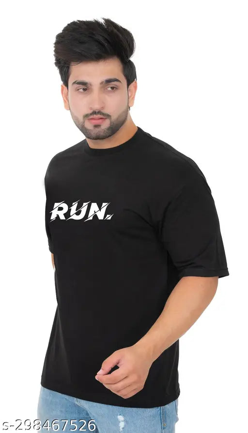 Bright printed cotton blend oversized men's down shoulder half sleeve t-shirt with pockets and zips, made in India
