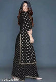Trendy rayon kurta set with palazzos, printed net design, suitable for women S-XXXL sizes