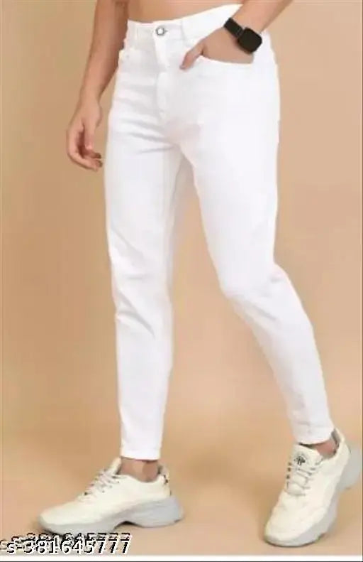 High-quality stretch denim white jeans for men, ideal for any occasion. Made in India