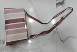 Red and white striped fabric shoulder bag for women