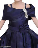 Silk girls partywear gown - vibrant, short-sleeved, single piece, 3-12 years, exquisite lace & beading detail, India-made