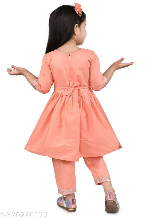 Embroidered Rayon Kurta & Pant Set for Girls - Trendy Indian Fashion