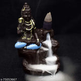 Tulika Collections polyresin Lord Shiva smoke fountain incense burner with backflow cones, Shiva in Dhyan Mudra, Indian-made gift for home, meditation space, or sacred occasions