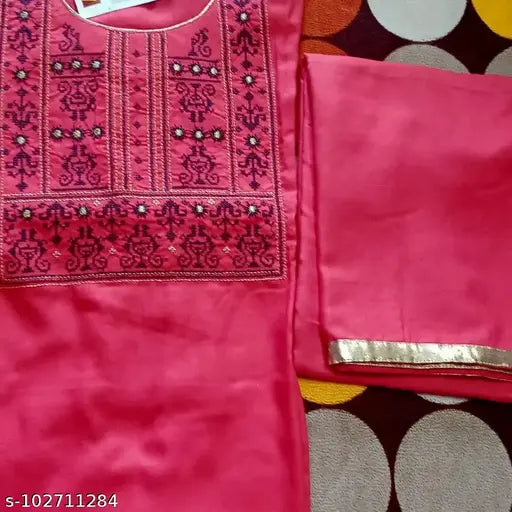 Rayon Aagam Petite Women's Kurta Set with Palazzos, embroidered net design, three-quarter sleeves