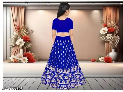 Embroidered acrylic and taffeta silk Kids Lengha Choli set, vibrant colors and intricate embellishments, perfect for special occasions