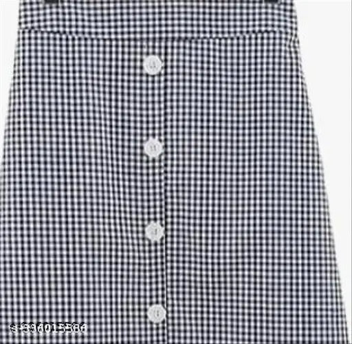 Cotton blend checked gingham women's skirt, trendy style with elastic waist, hand wash only, available in sizes 26-34 (WAIST 26-34, LENGTH 36in, HIP 32in)