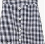 Cotton blend checked gingham women's skirt, trendy style with elastic waist, hand wash only, available in sizes 26-34 (WAIST 26-34, LENGTH 36in, HIP 32in)