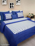 Soft cotton Jaipuri printed queen size double bedsheet with 2 pillow covers, microfiber, 140 thread count, India origin
