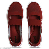 Maroon textile slip-on sneakers, lightweight & breathable for daily wear, exclusive designs, durable, and slip-resistant