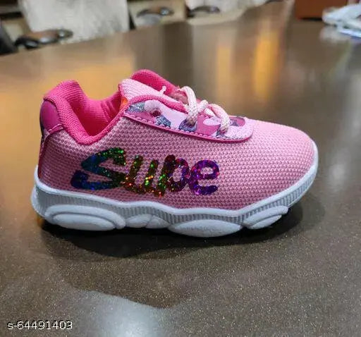 Pink and white sneakers with glitter, for little kids