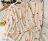 Warm woolen night suit for women, Disney & cartoon print pyjamas in XL/XXL sizes (Imported, stretchable 30-40 inch)