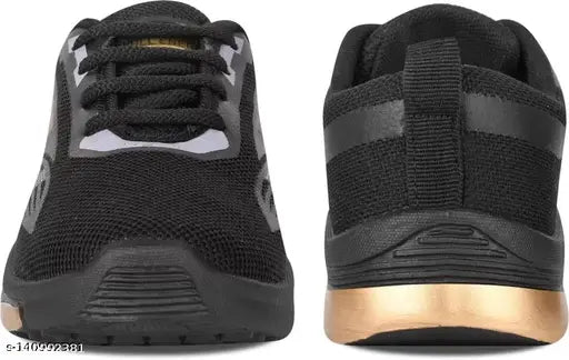 Black athletic running shoes for boys, designed for optimal sports performance, ideal for active kids