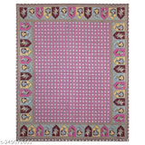 Brown Jaipuri cultural dance design cotton flat sheet with two pillow covers for summer, ideal for adult bed