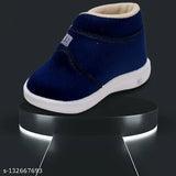 Blue velvet slippers for kids with a whistle on top