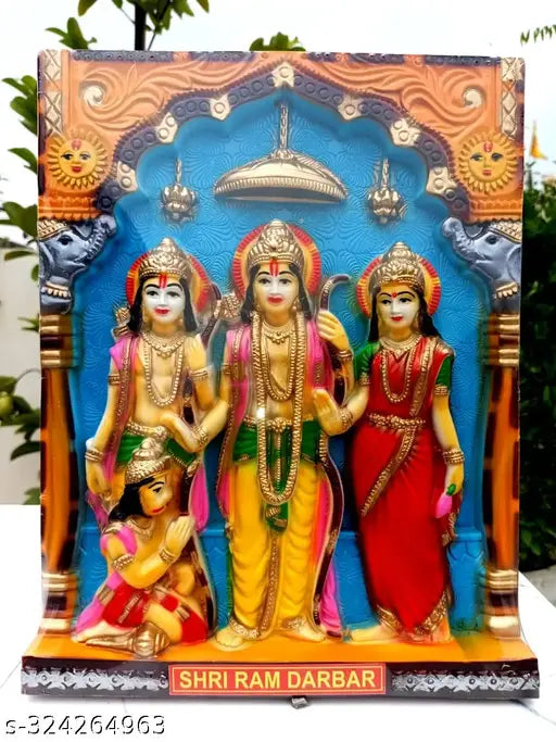 Multicolor plastic Ram Darbar religious idol & figurine, intricately detailed, perfect for home decor or gifting. Made in India