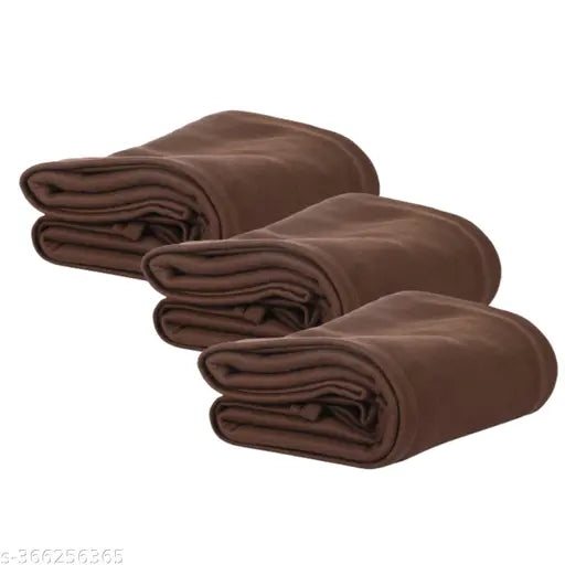 Brown LiveWell fleece lightweight travel blanket combo for camping & AC use, ideal for light to medium winter. Set of 3, size 130x220 cm