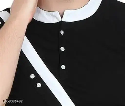 Black cotton round-neck half sleeve T-shirt for men XL - Unicus Apparel Curve trendy fashion