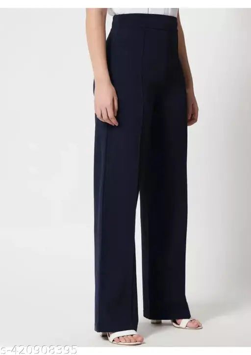 Black stretch high waist bell bottom pants for women, trouser combo, high rise style