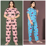 Trending printed polycotton night suit combo pack of 2 for men (S-XXL), perfect for lounging and sleepwear