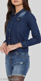 Fashionable girls denim jacket with button closure