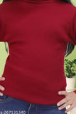 Maroon wool high neck sweater for girls winter wear, perfect for chilly days
