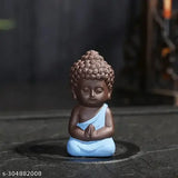 Blue resin baby Buddha statue, intricate antique design with detailed handcraft by Indian artists, dimensions: 10cm x 10cm x 10cm