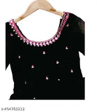 Black bandhni duptta4 with mirror work, embellished Georgette maxi dress with flare sleeves, suitable for casual dressing