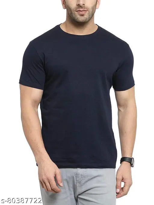 Multicolor cotton blend round neck t-shirt pack (3pcs), ideal for formal & casual wear, Indian origin