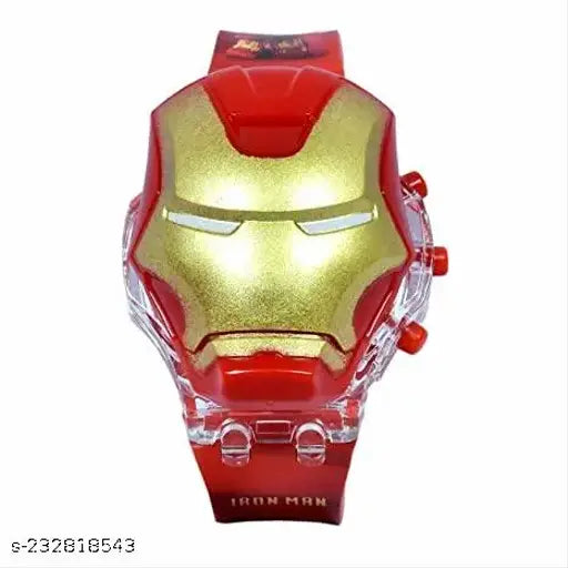 Red and gold Marvel Iron Man mask watch with black strap